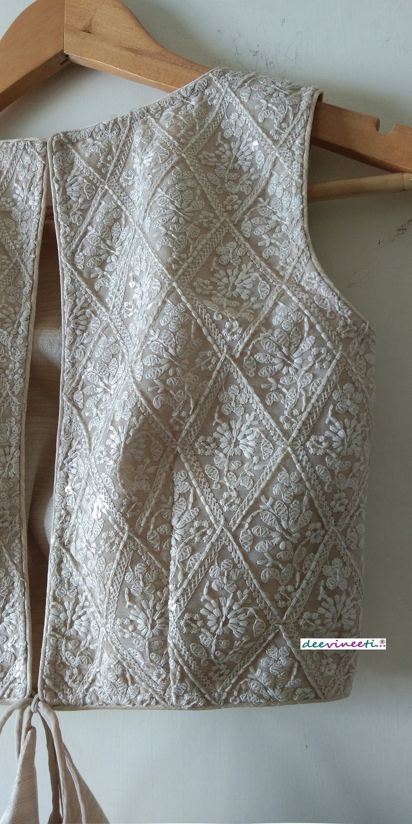 Embroidered Threadwork Beige Blouse. DVBL_031