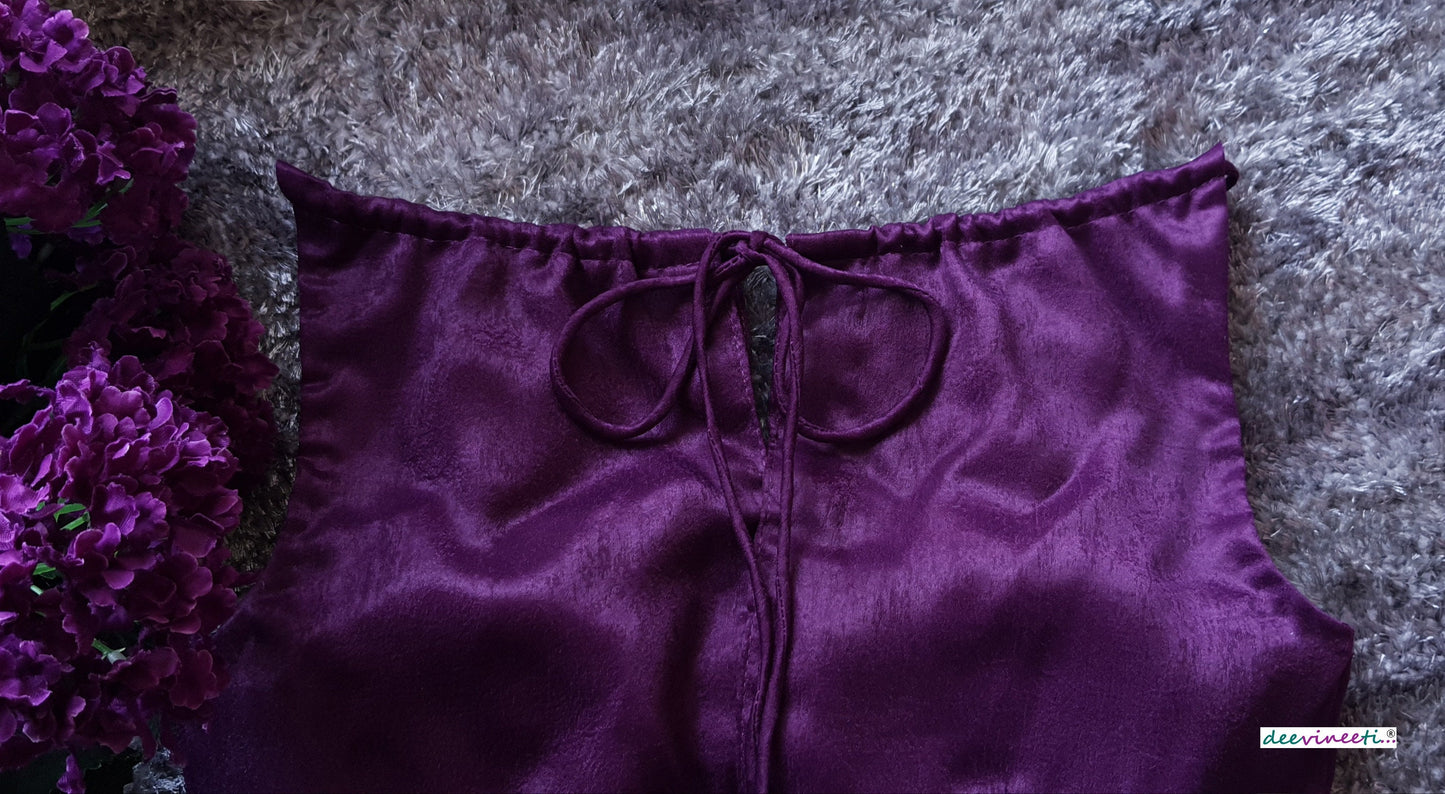 Purple Velvet Crepe Boatneck. Blouse DVBL_092