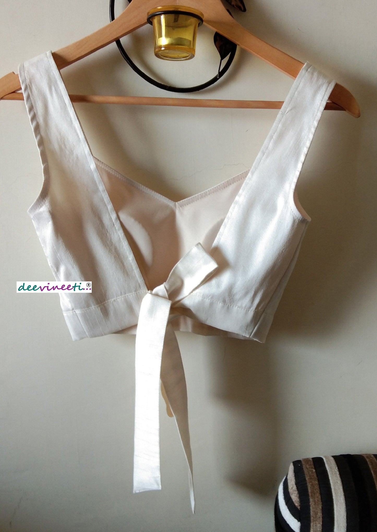 Raw Silk Semi Sweetheart Neck Solid Blouse DVBL_049