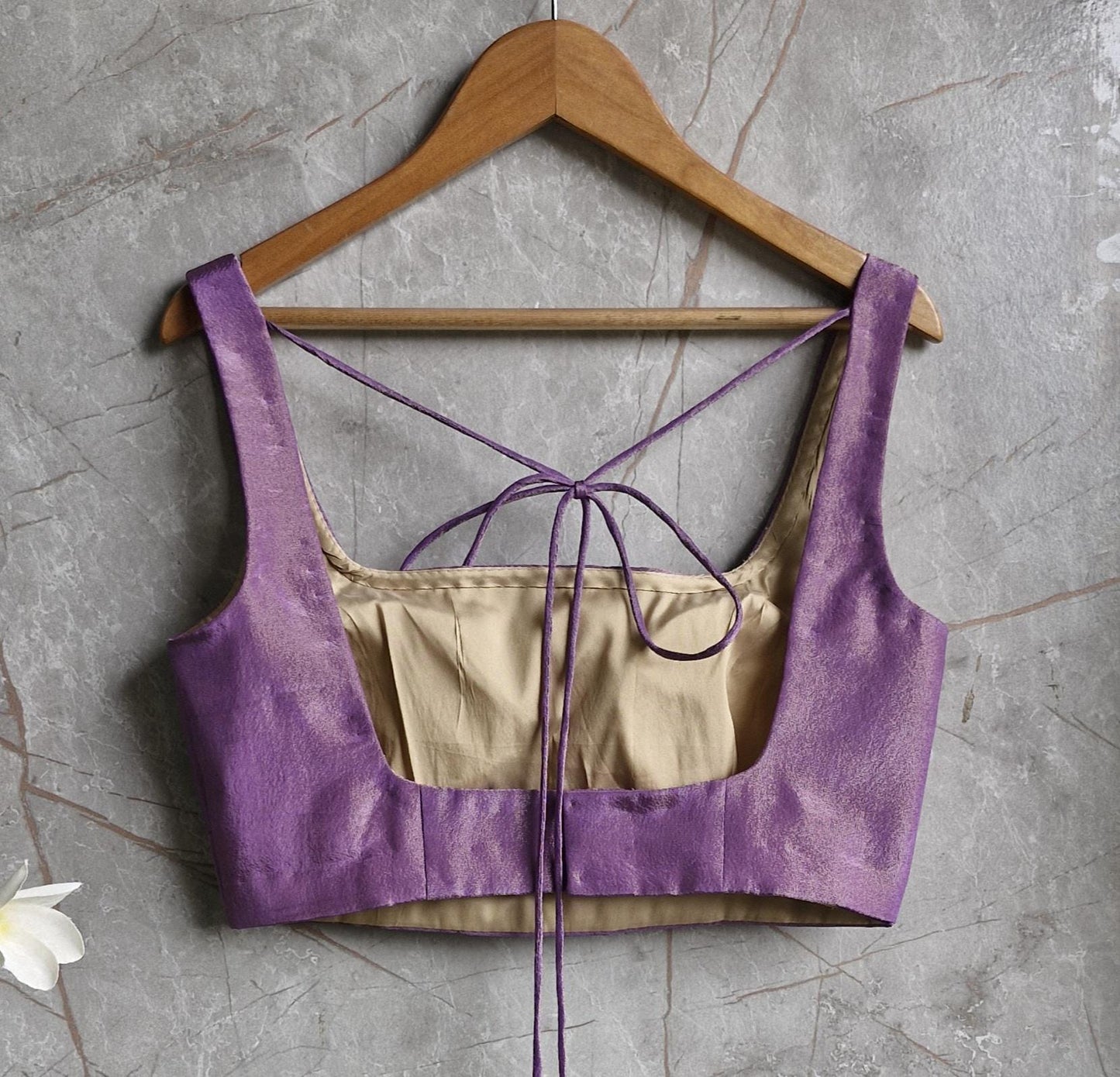 Purple Tissue Silk Square Neck Blouse DVBL_439