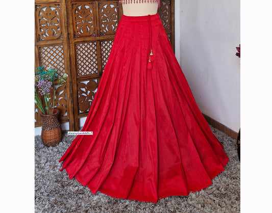 Solid Raw Silk Lehenga Skirt DVLS_030