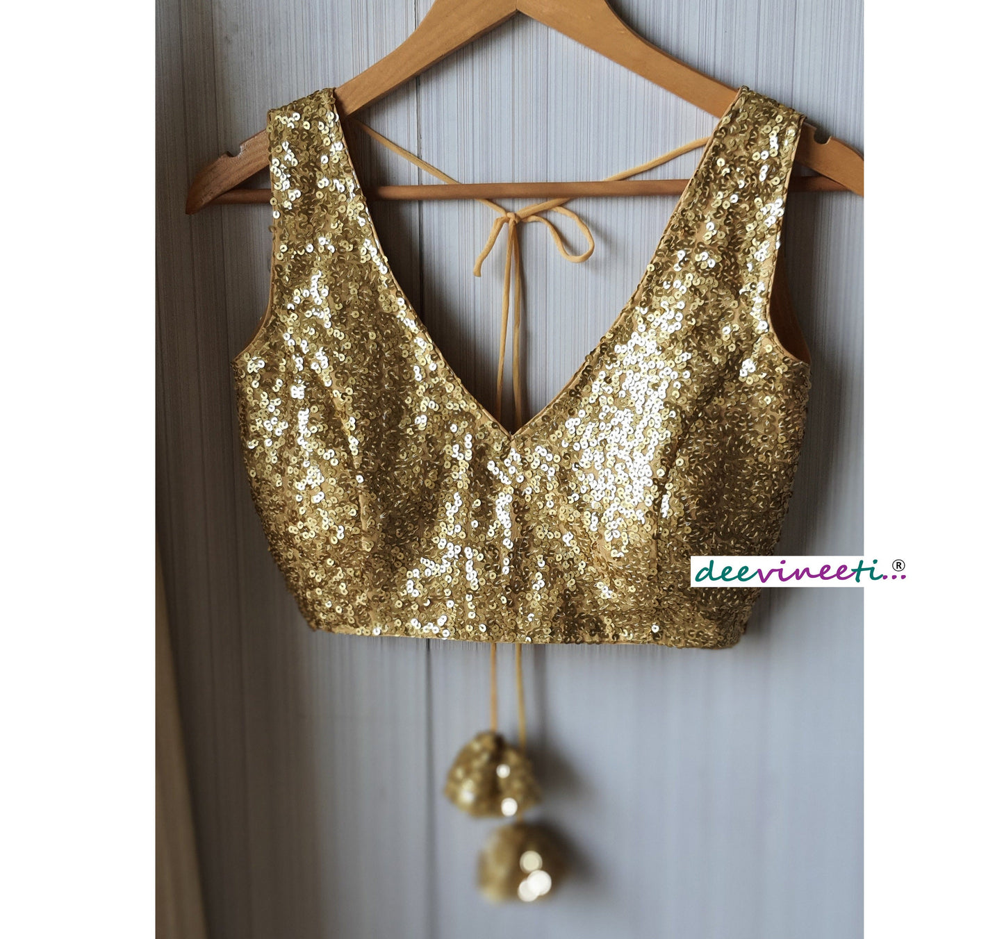Sequins Blouse Deep V Neck Gold Black Silver. DVBL_057