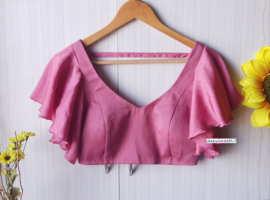 Pink Art Silk Ruffled Sleeves Blouse DVBL_105