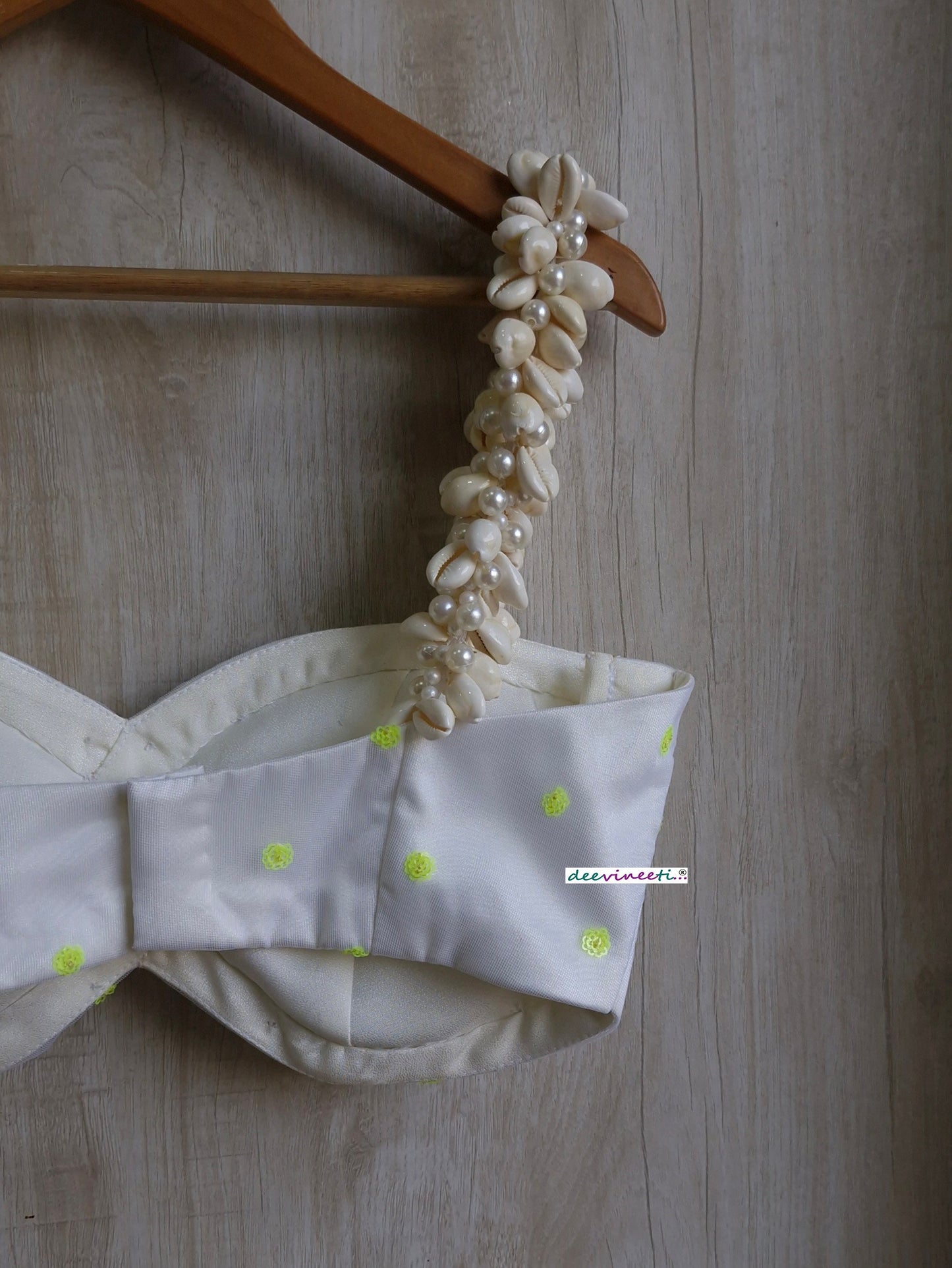 White  Shells Spaghetti Beach Wear Blouse  DVBL_359.