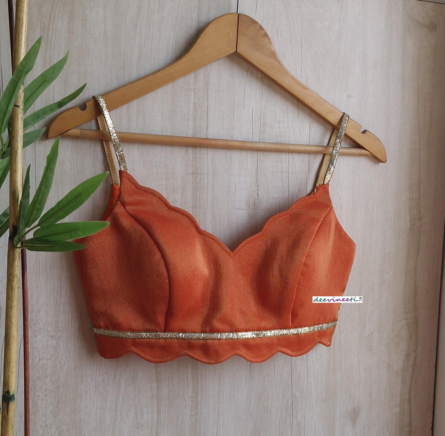 Orange Tissue Silk Spaghetti Blouse DVBL_379