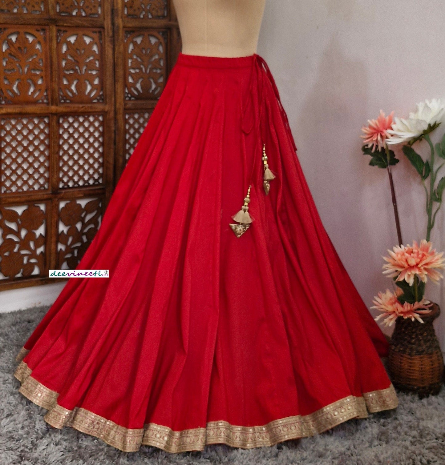 Blended Raw Silk Lehenga Skirt with Border DVLS_042
