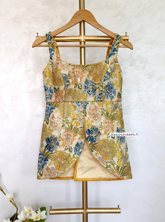 Multicolor Floral Embroidered Peplum Top DVBL_407