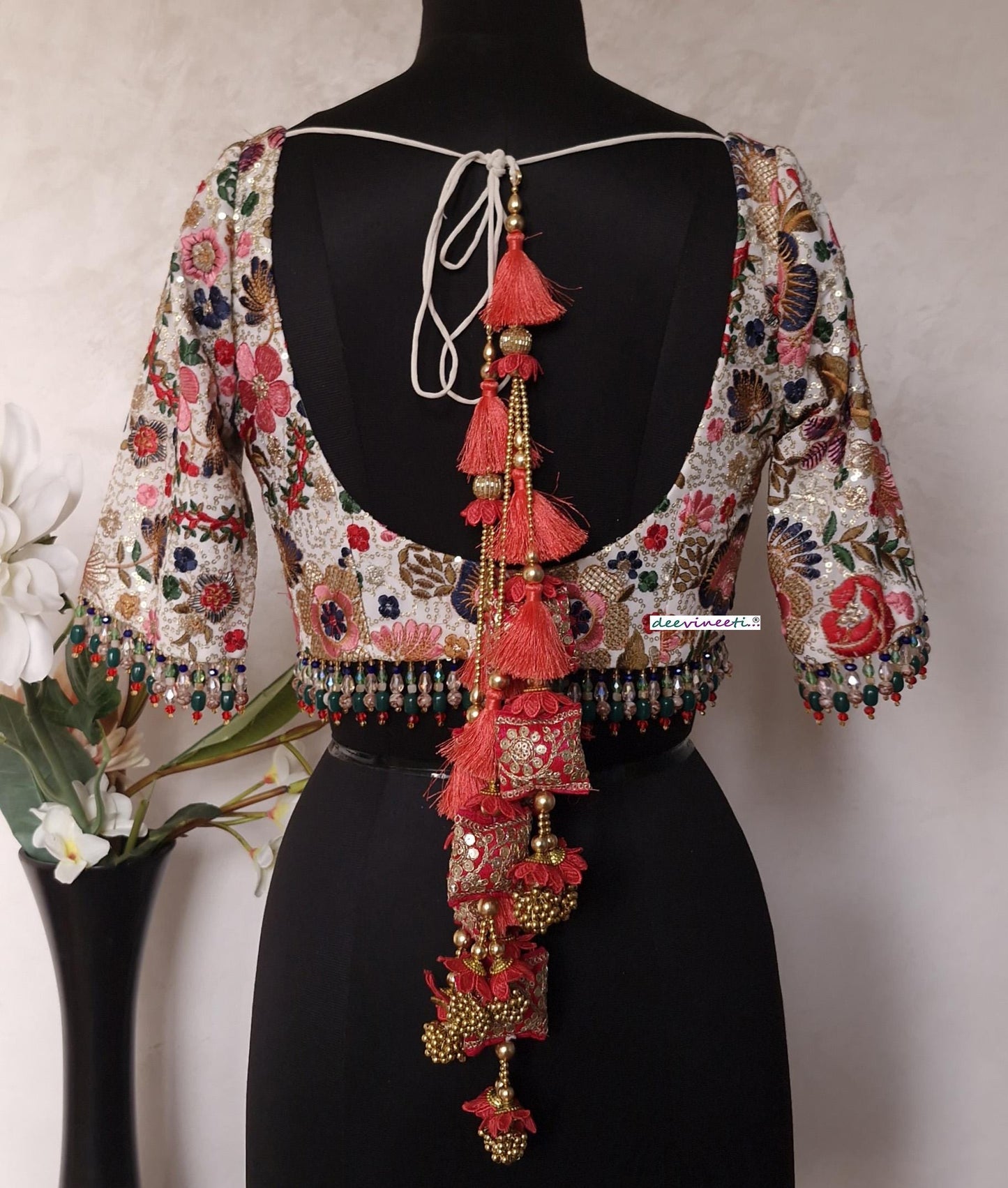 Embroidered Multicolor Sweetheart Neck DVBL_396