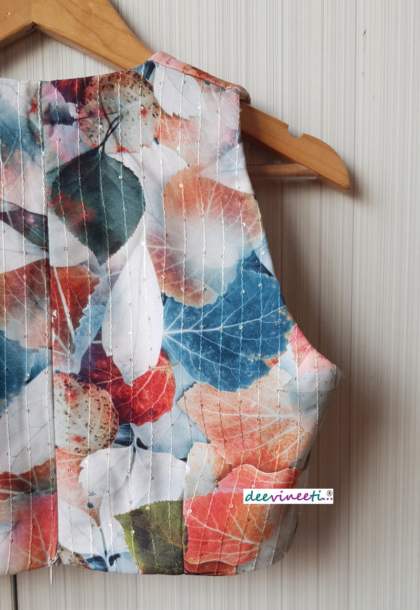 Multicolor Printed V Neck Blouse DVBL_177
