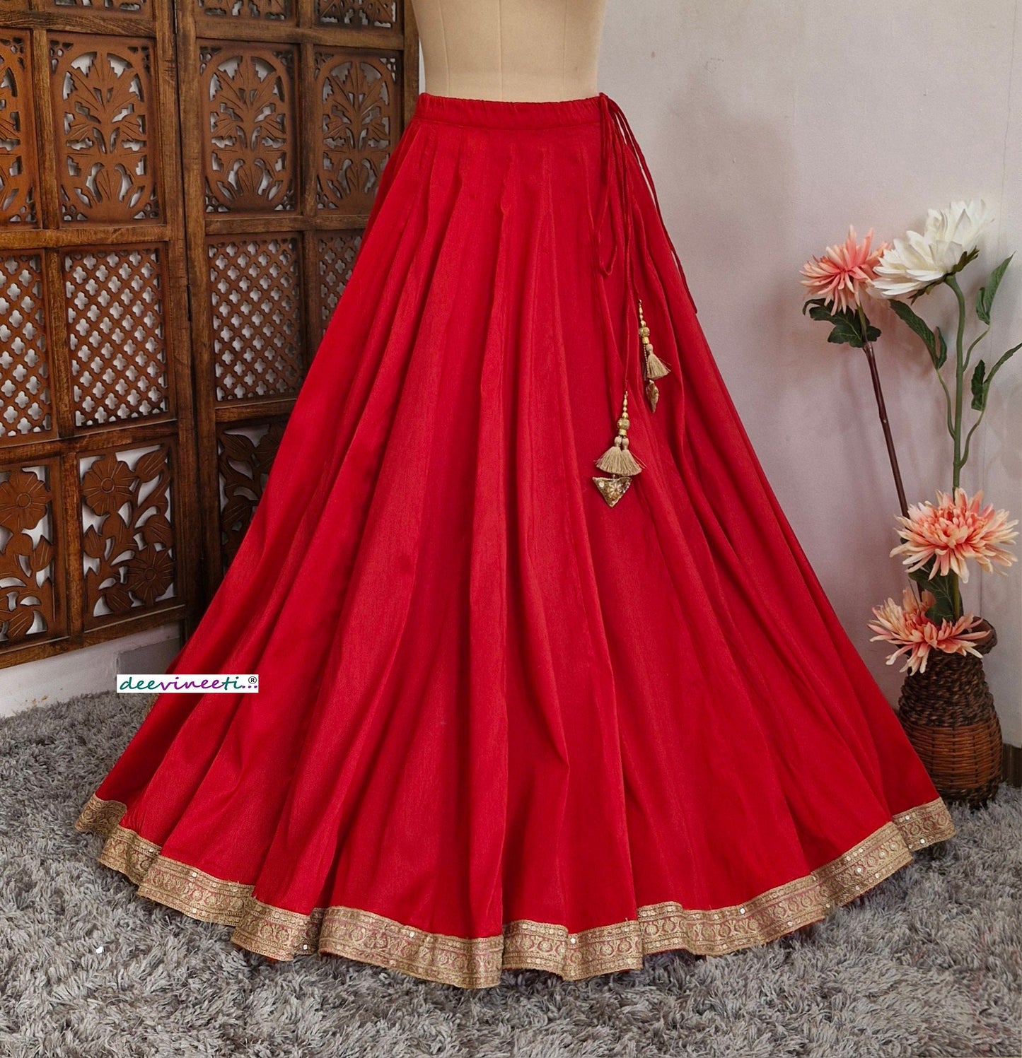 Blended Raw Silk Lehenga Skirt with Border DVLS_042