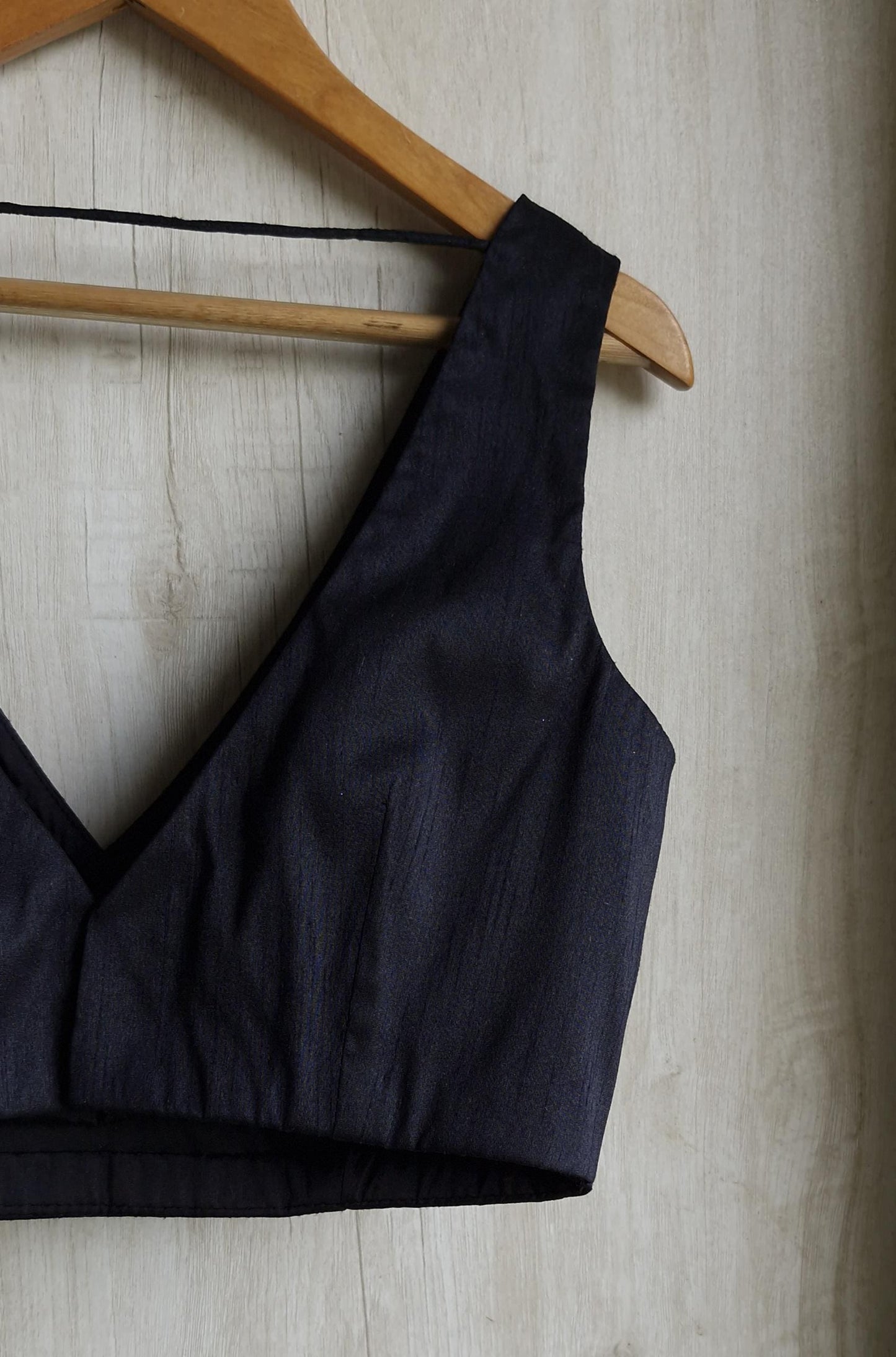 Raw Silk V Neck Solid Blouse DVBL_003