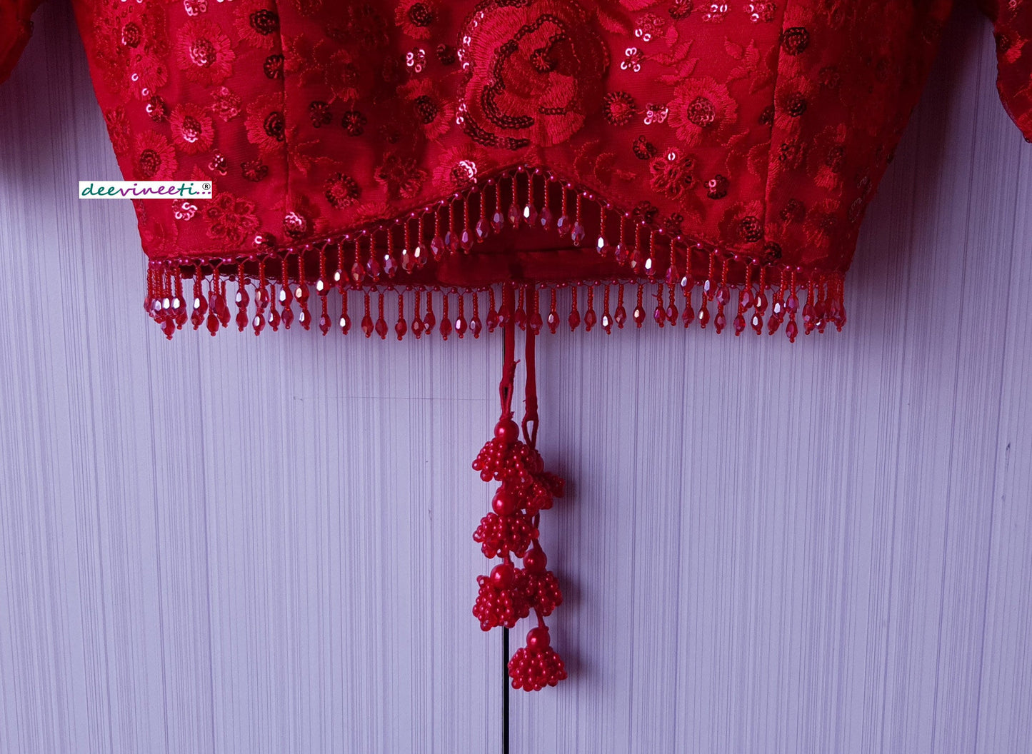 Red Embroidered Scalloped  Neck DVBL_178