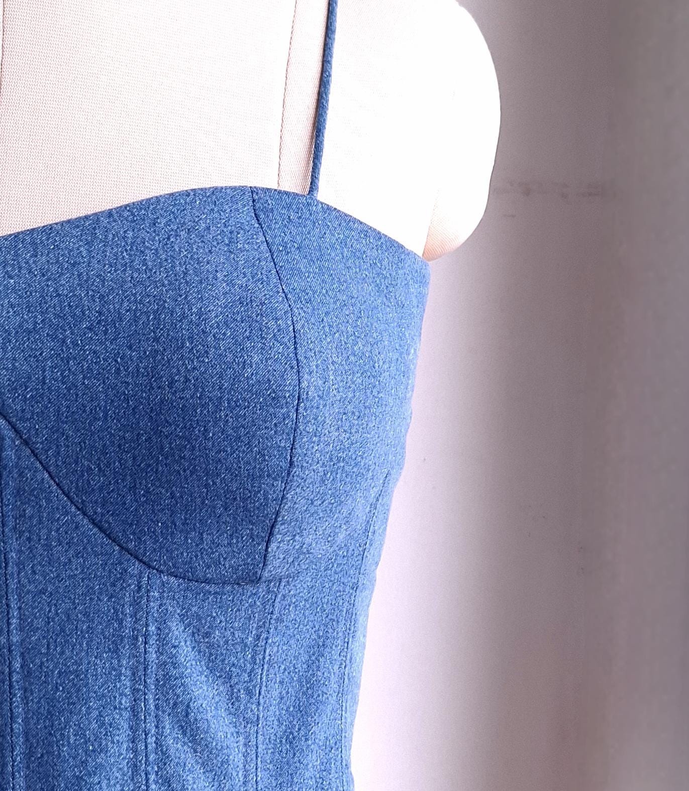 Blue Denim Spaghetti Corset Blouse DVCB_003