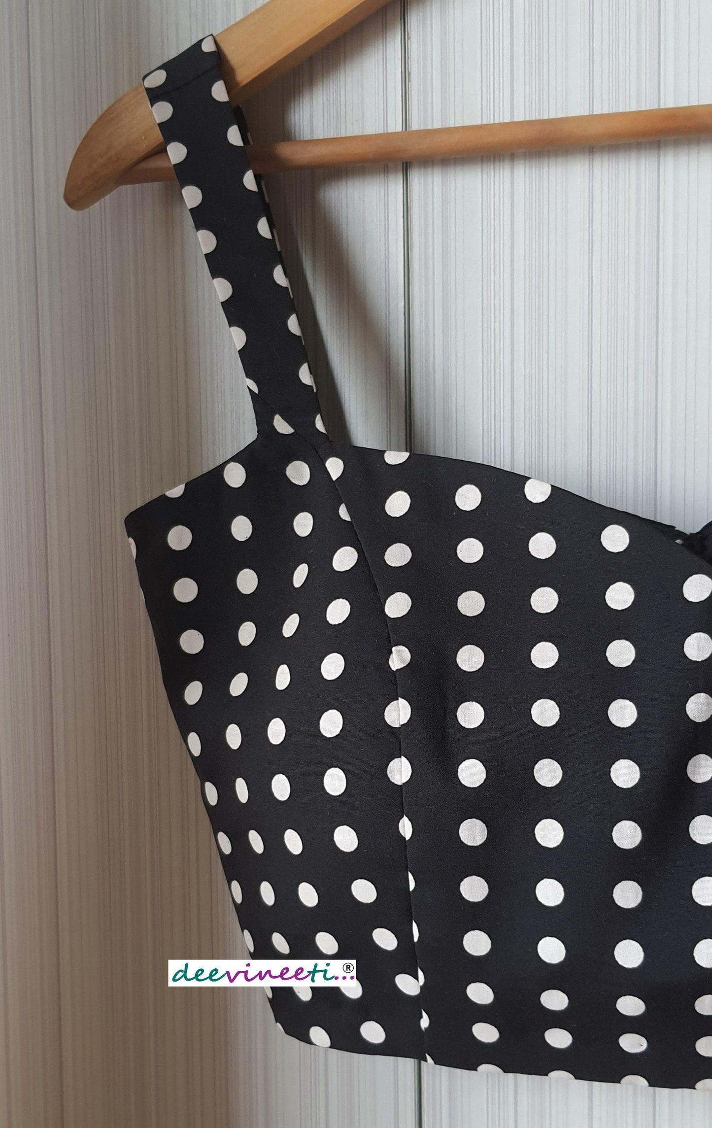 Black Polka Spaghetti Blouse DVBL_076
