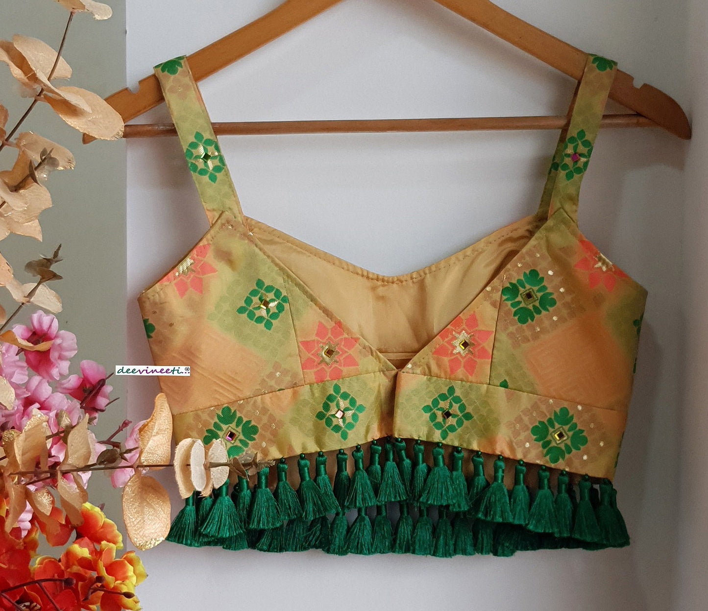 Brocade Multicolor Spaghetti Blouse DVBL_298