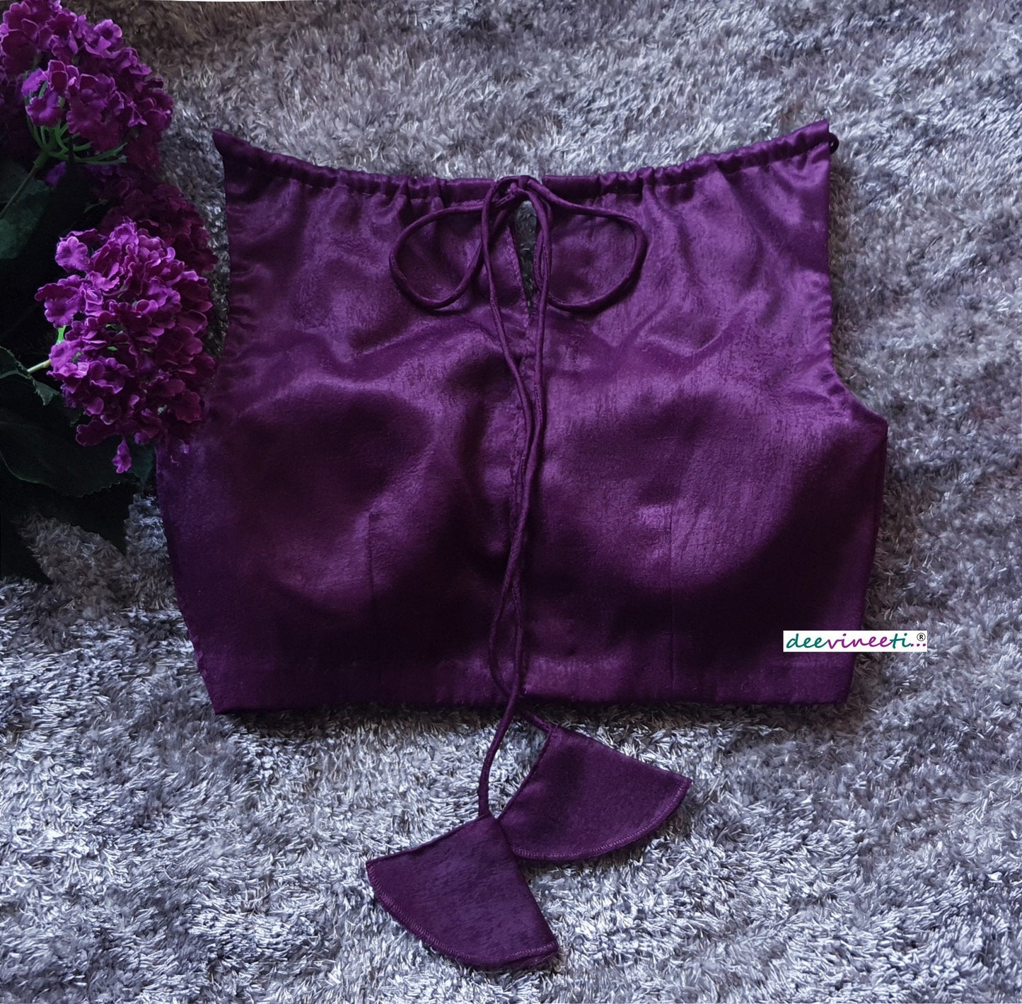 Purple Velvet Crepe Boatneck. Blouse DVBL_092