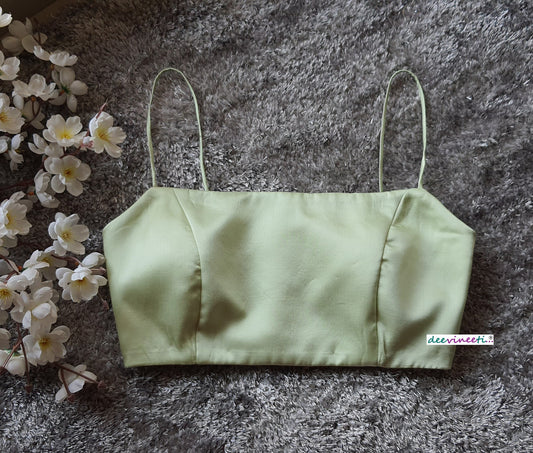 Mint Green Modal Satin Spaghetti Blouse. DVBL_093