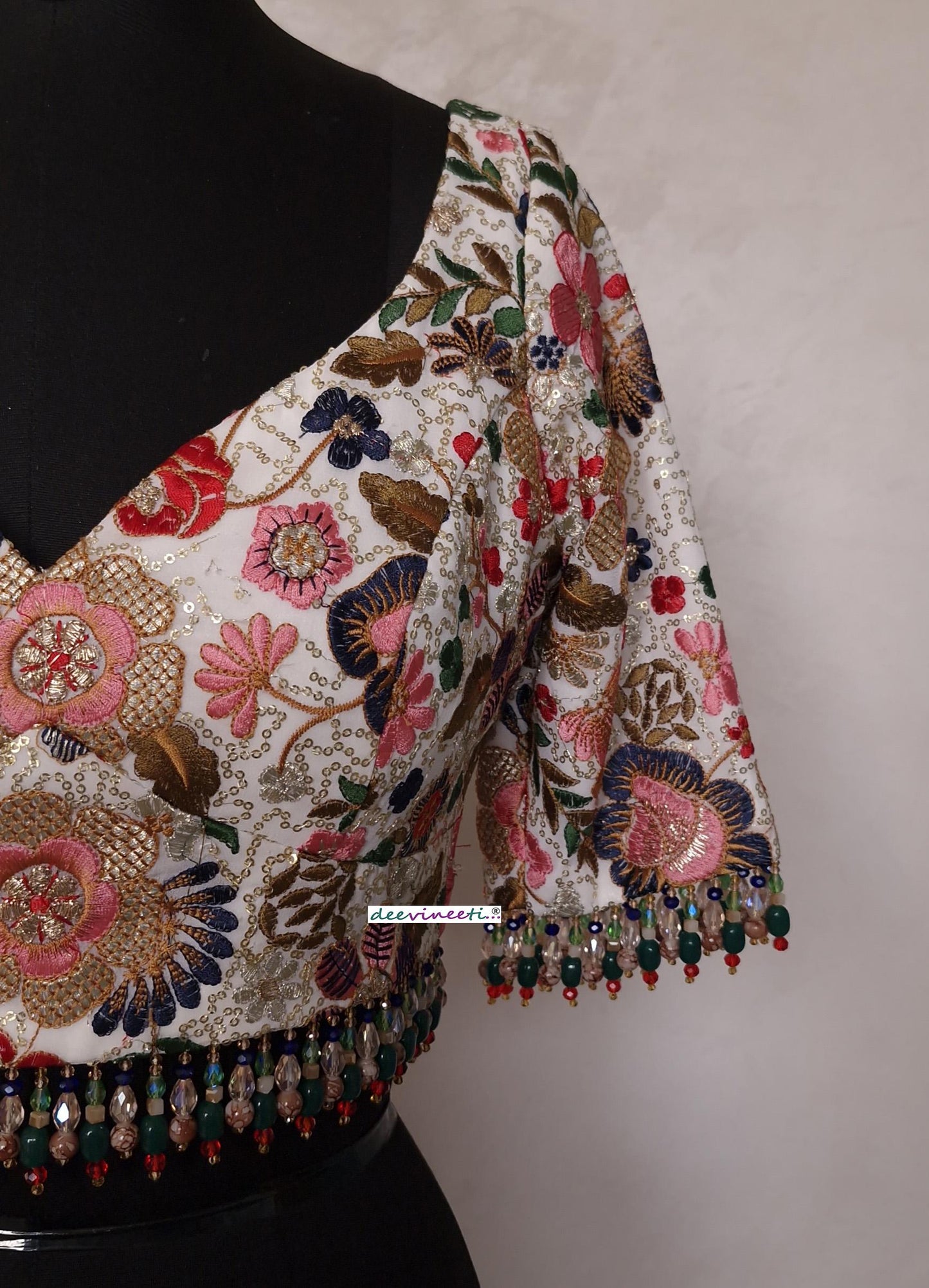 Embroidered Multicolor Sweetheart Neck DVBL_396