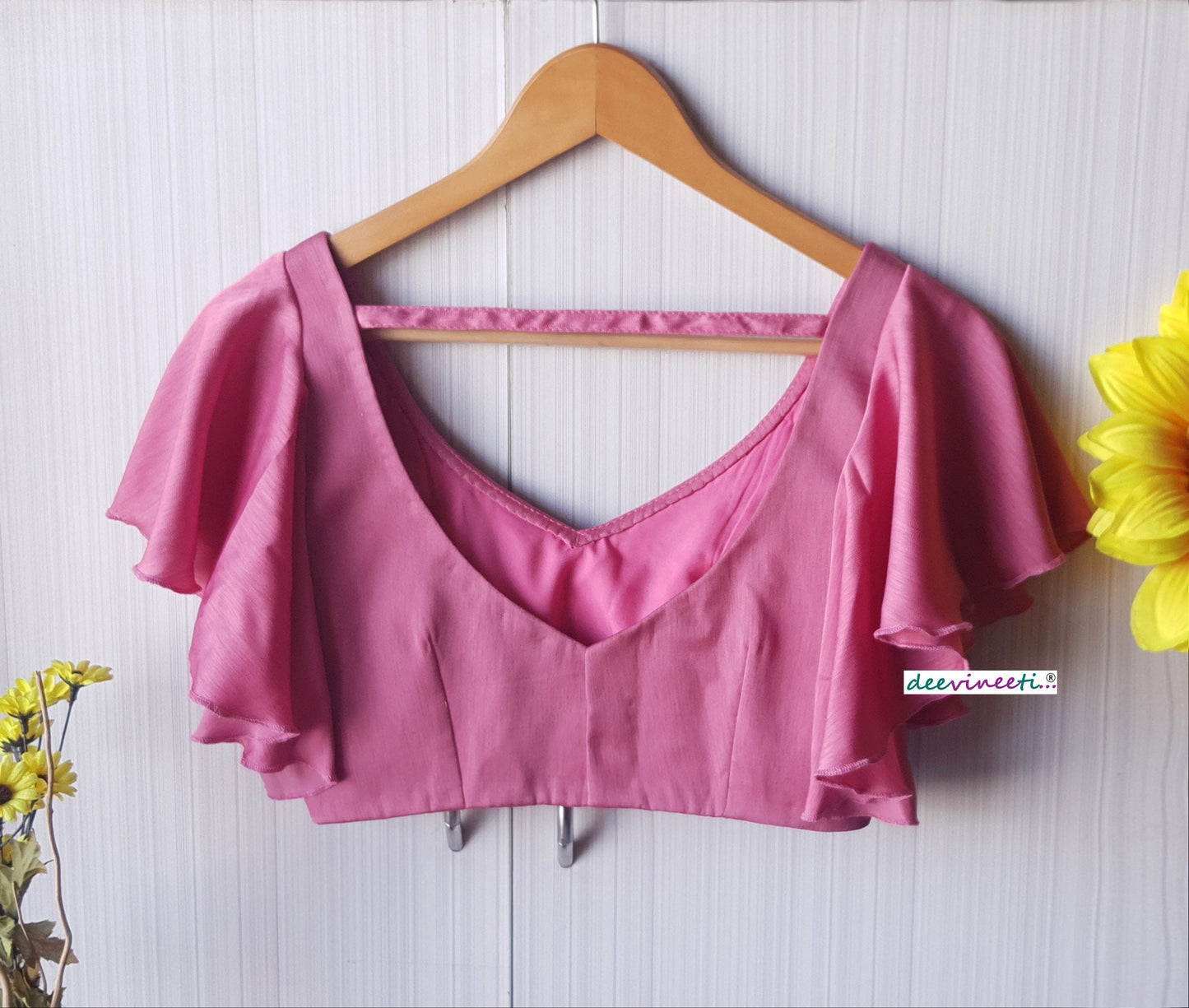 Pink Art Silk Ruffled Sleeves Blouse DVBL_105