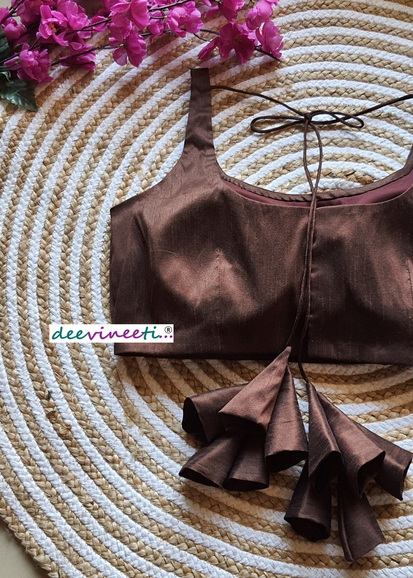 Raw Silk U Neck Solid Blouse DVBL_086