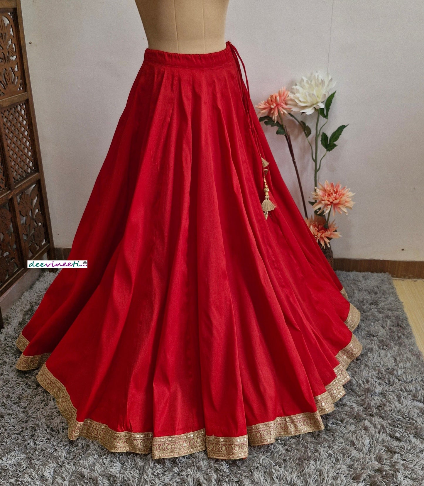 Blended Raw Silk Lehenga Skirt with Border DVLS_042