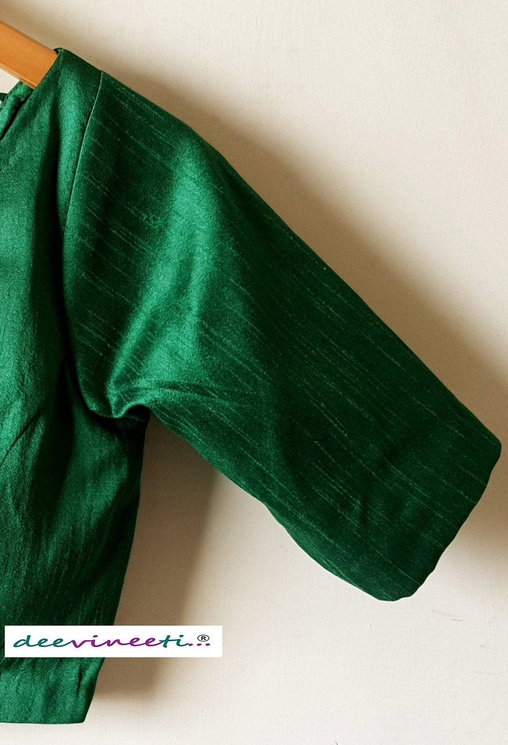 Raw Silk Blouse Boat Neck Half Sleeves DVBL_062