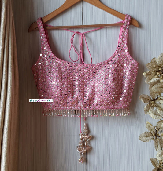 Embroidered Pink Blouse U Neck DVBL_204