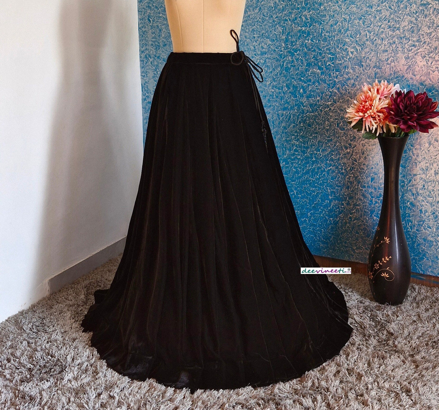 Black Velvet Lehenga Skirt DVLS_039