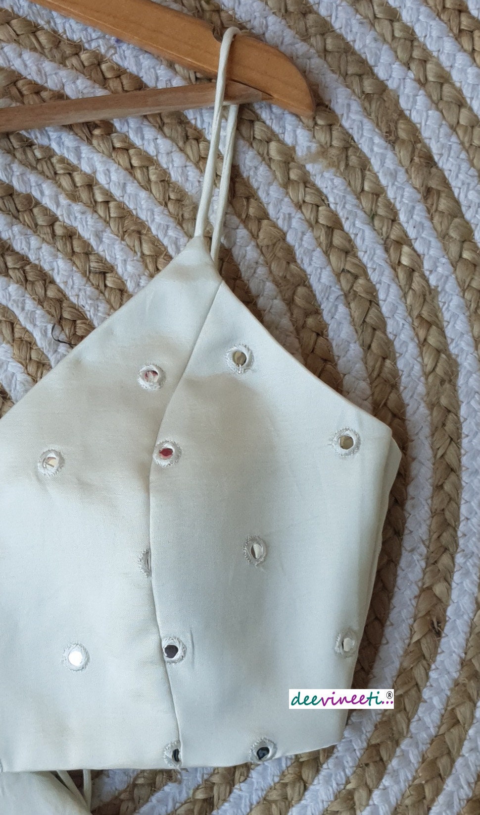 Off-White Satin Silk Spaghetti Blouse DVBL_148