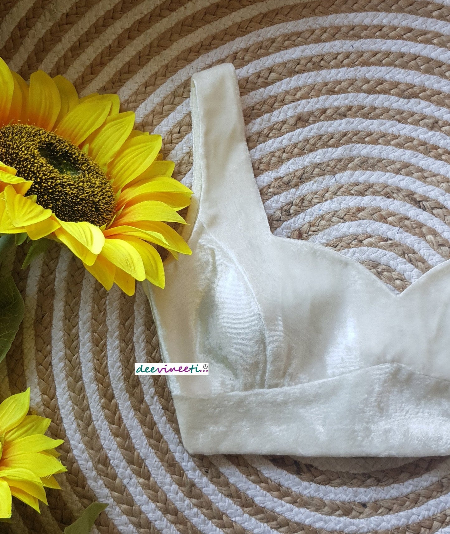 Velvet Blouse Sleeveless Deep Sweetheart Neck DVBL_128