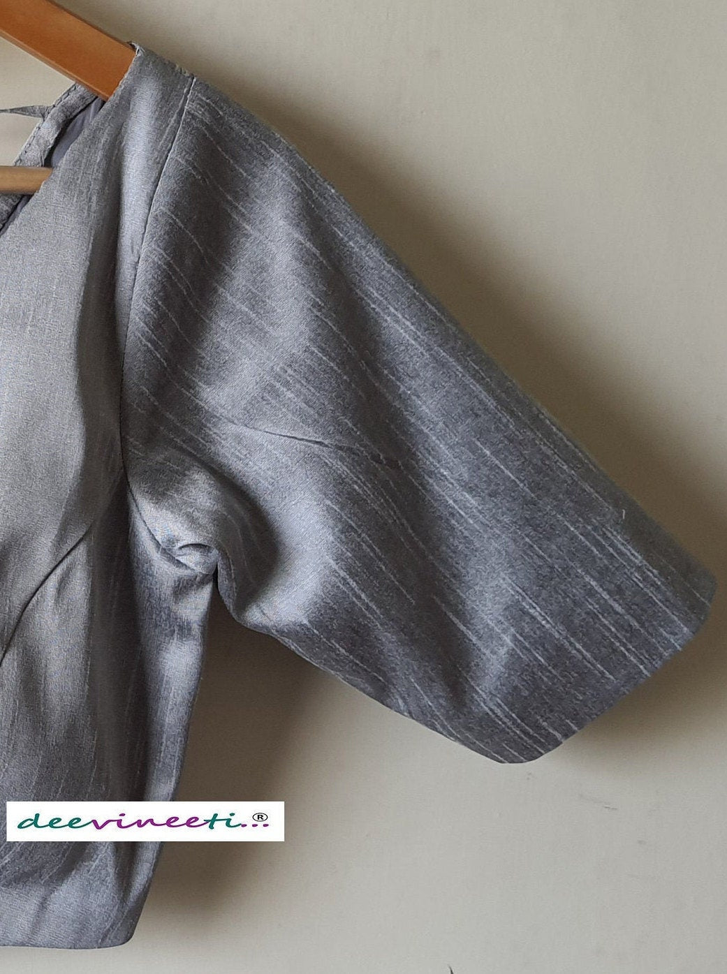 Raw Silk Blouse Boat Neck Half Sleeves DVBL_062