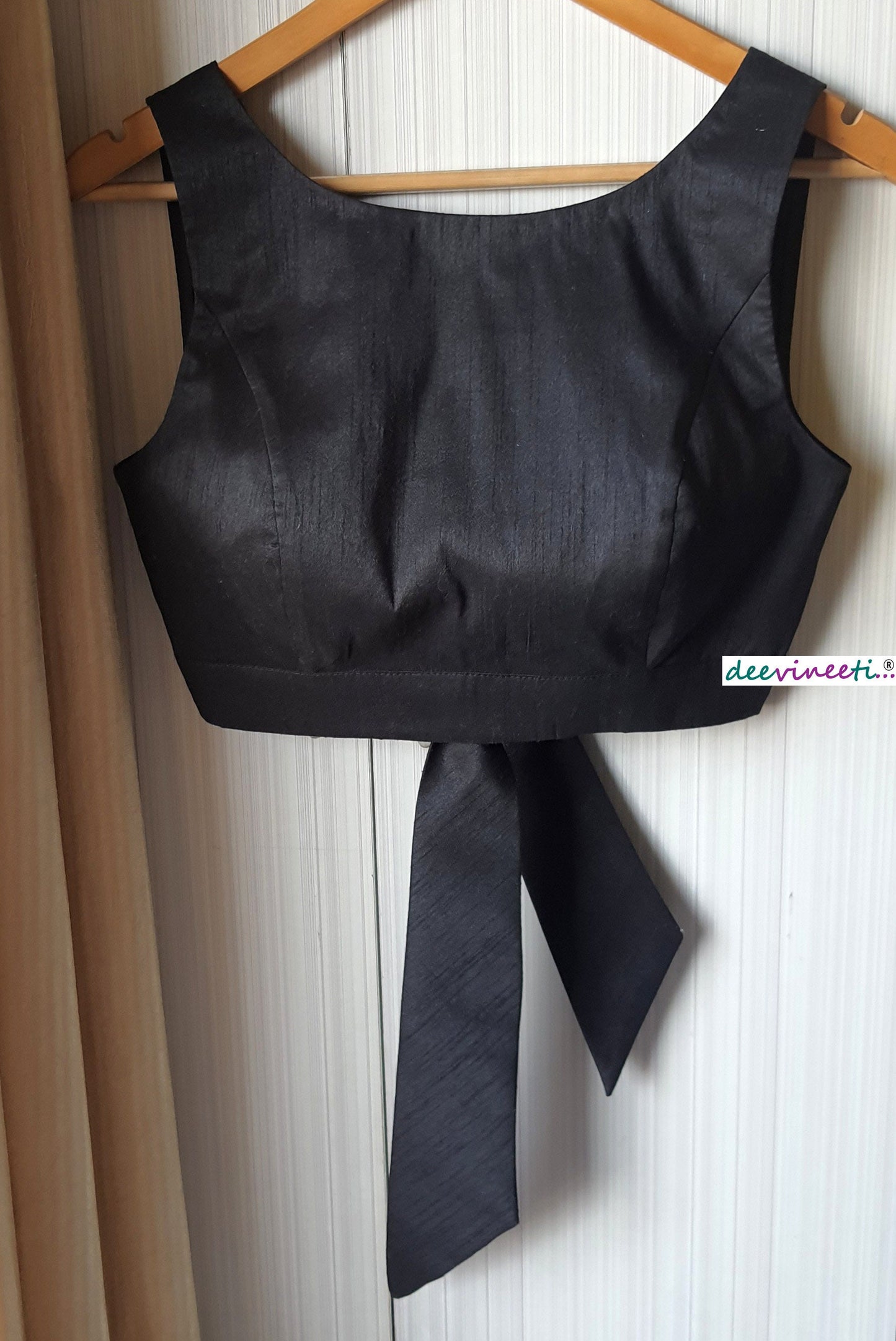 Raw Silk Boat Neck Solid Blouse DVBL_101