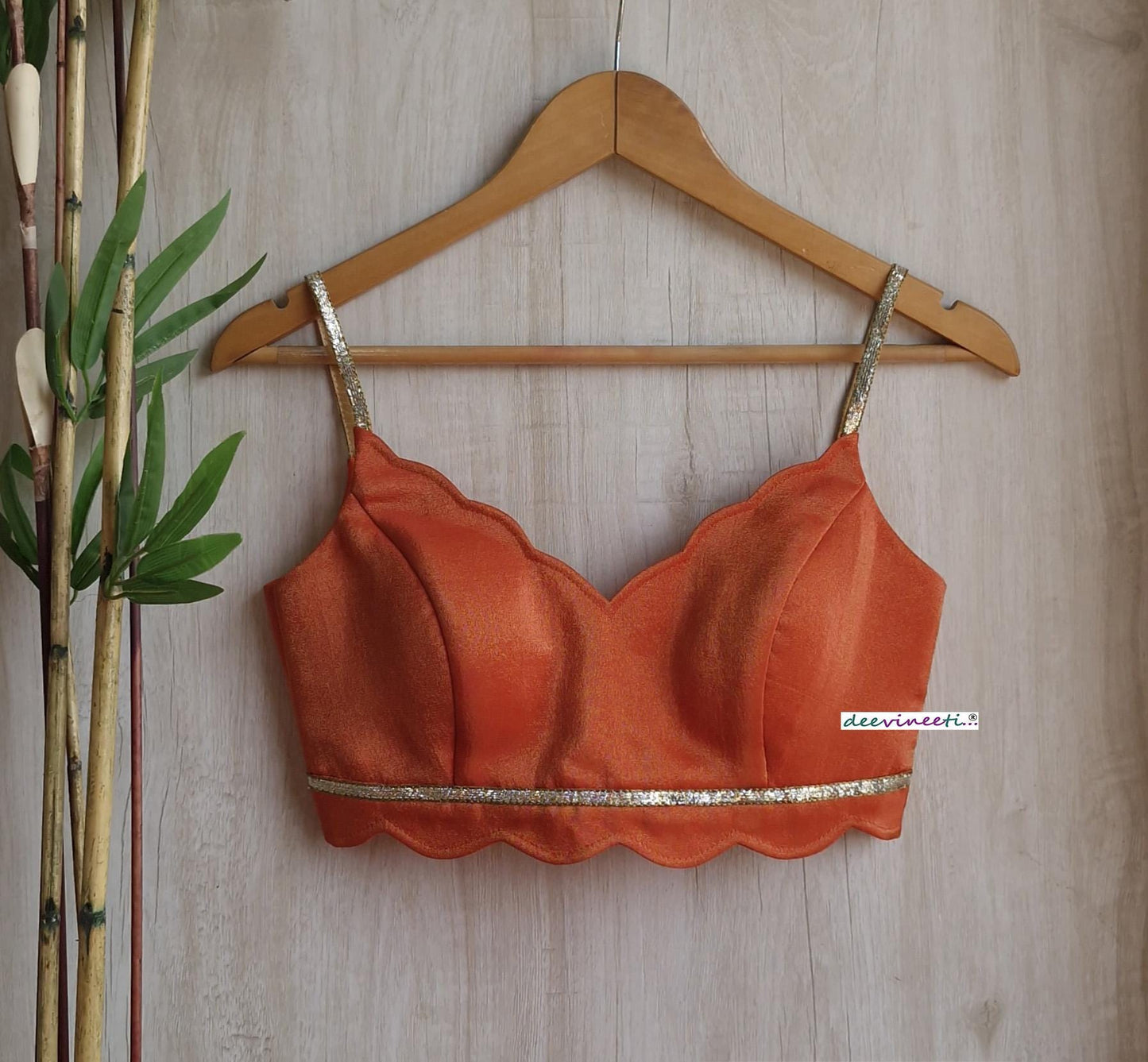 Orange Tissue Silk Spaghetti Blouse DVBL_379