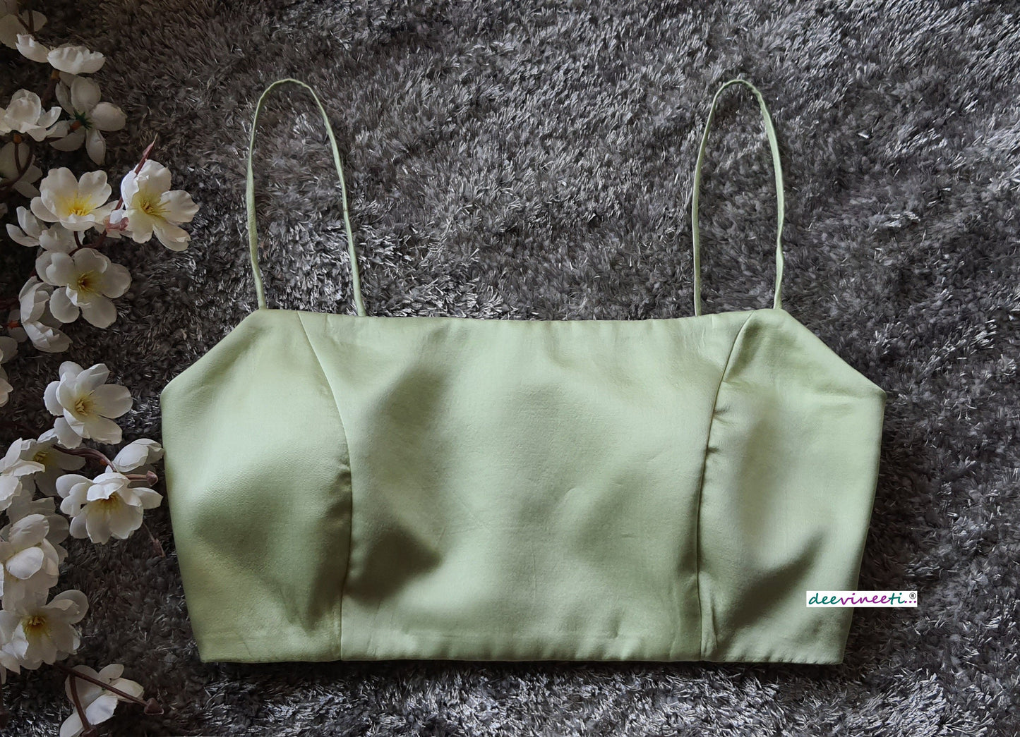 Mint Green Modal Satin Spaghetti Blouse. DVBL_093
