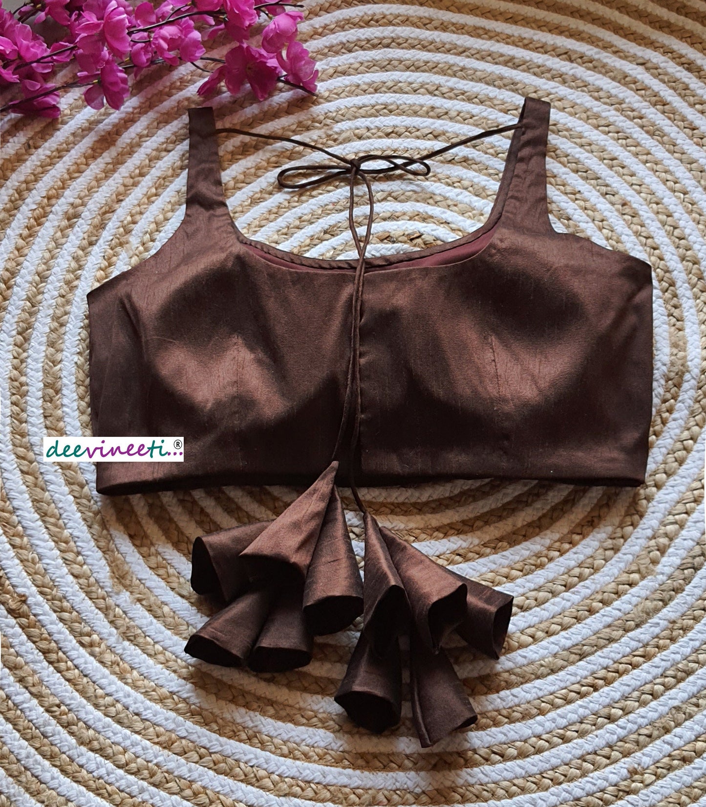 Raw Silk U Neck Solid Blouse DVBL_086