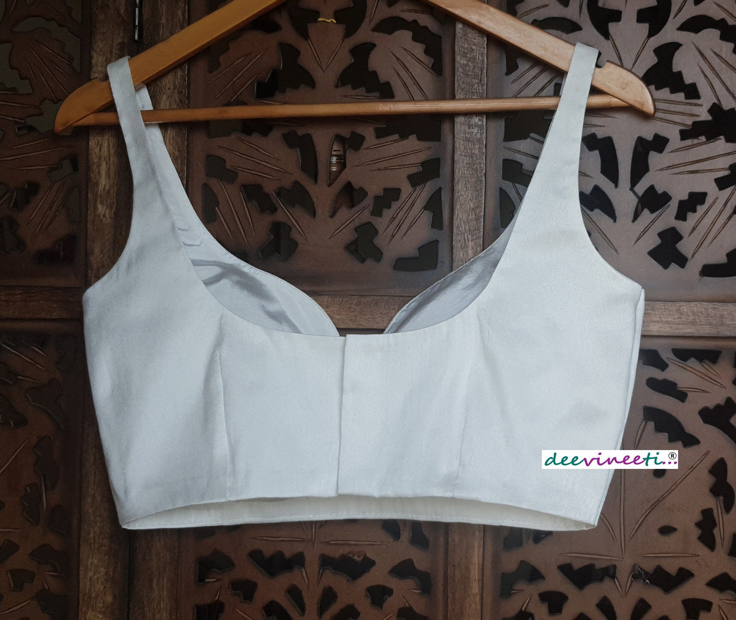 Raw Silk Deep Sweetheart Neck Solid Blouse DVBL_119