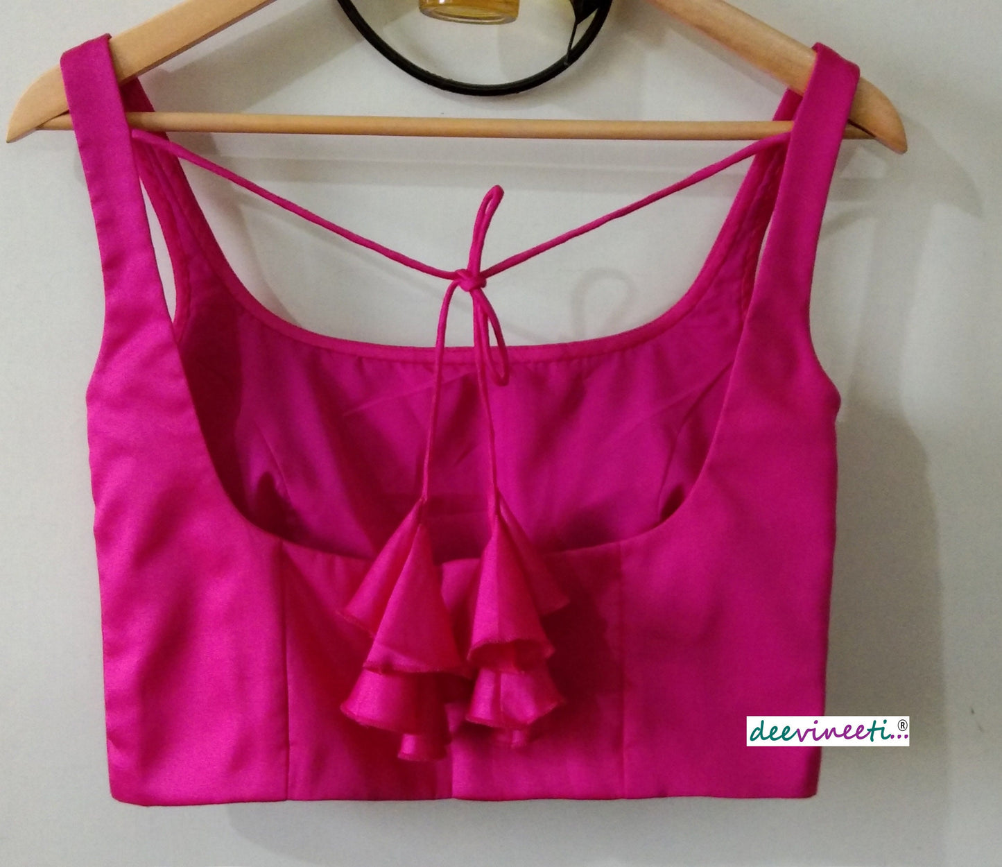 Modal Satin Hot Pink U Neck Blouse. DVBL_019