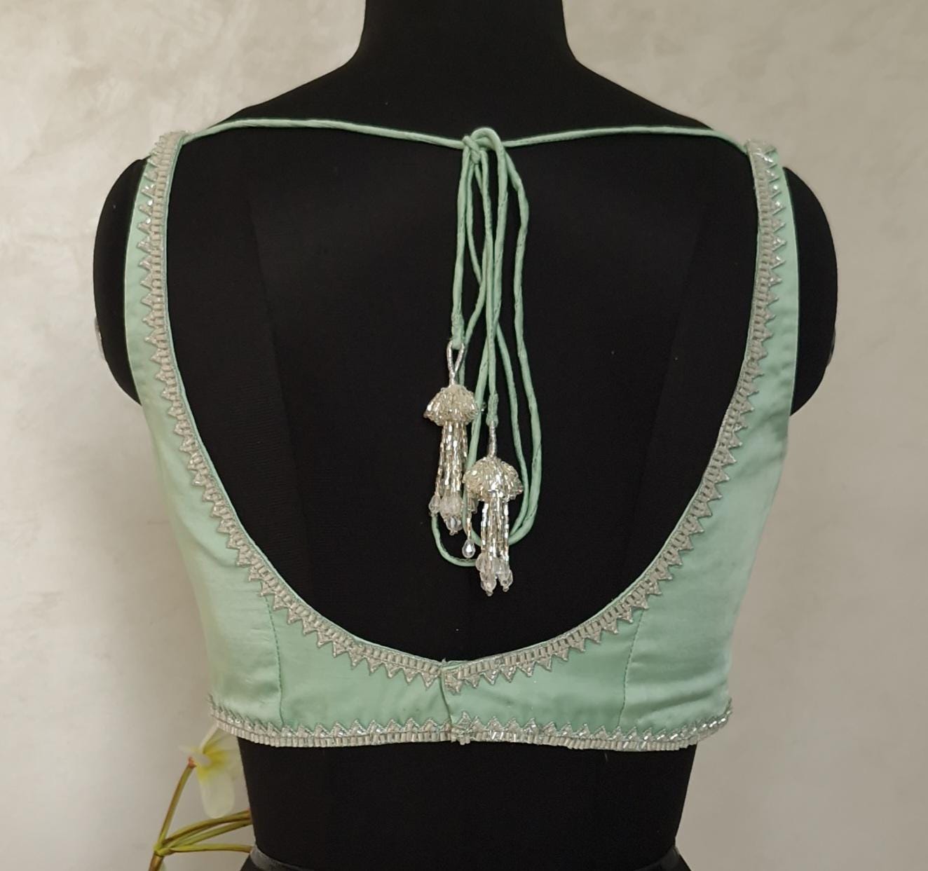Mint Green Modal Satin Sleeveless Blouse DVBL_406