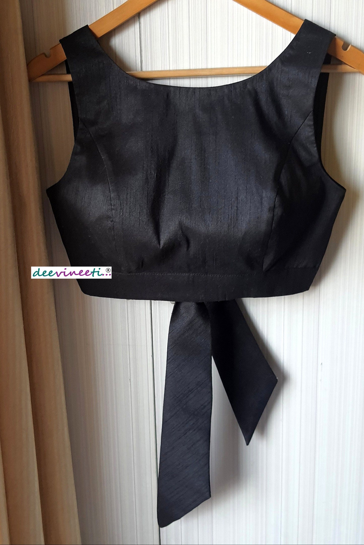 Raw Silk Boat Neck Solid Blouse DVBL_101