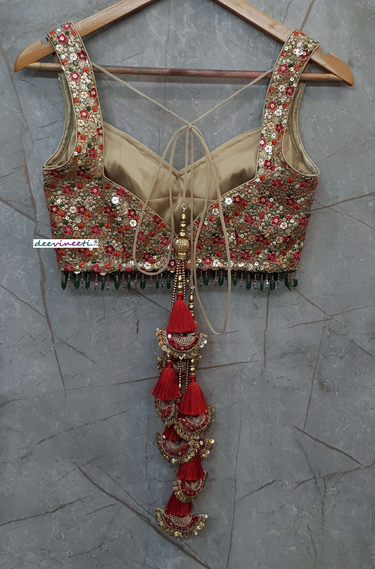 Multicolor Sequins Embroidered Sleeveless Blouse DVBL_195