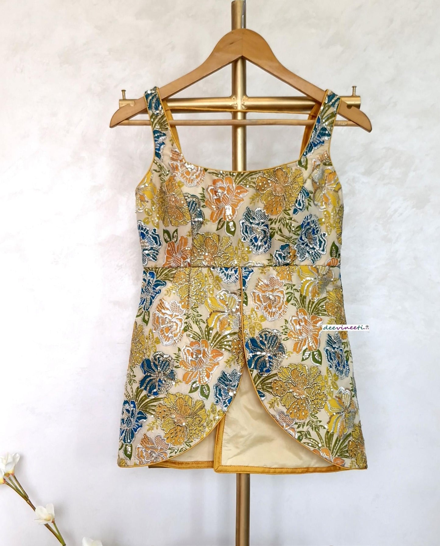 Multicolor Floral Embroidered Peplum Top DVBL_407