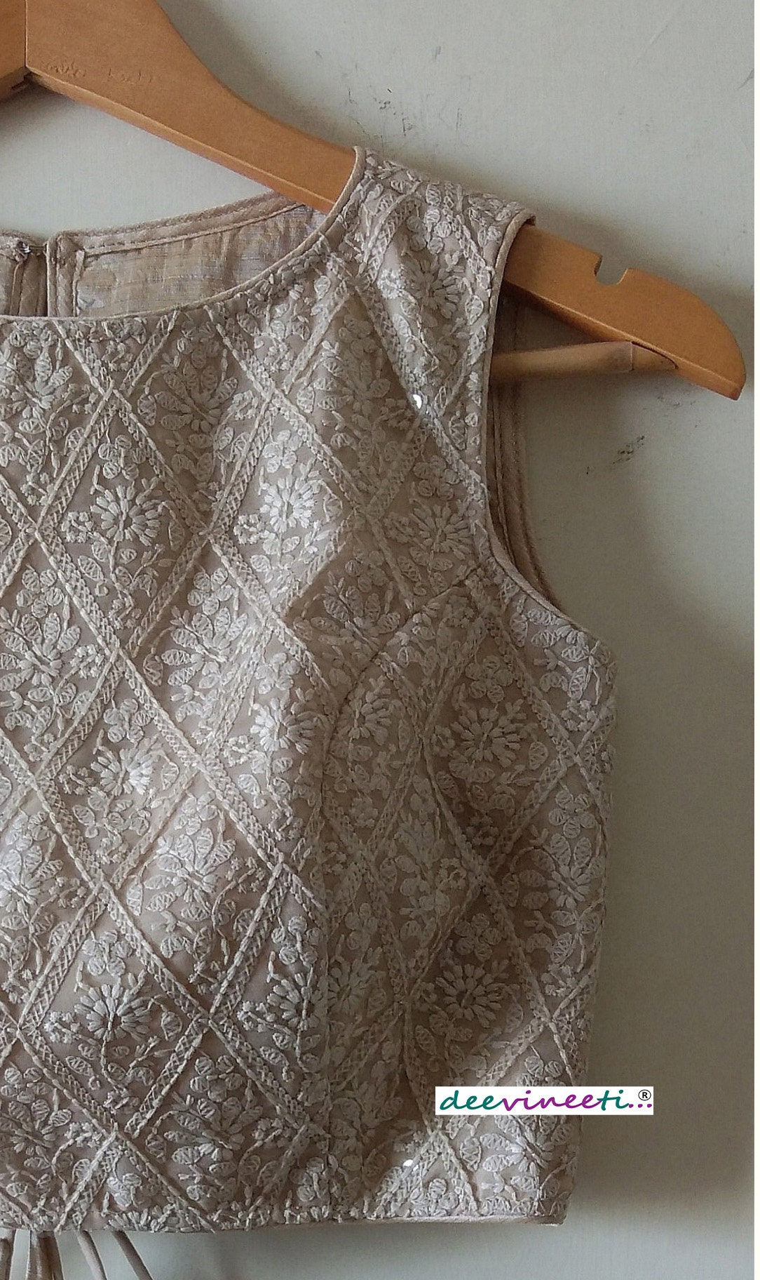 Embroidered Threadwork Beige Blouse. DVBL_031