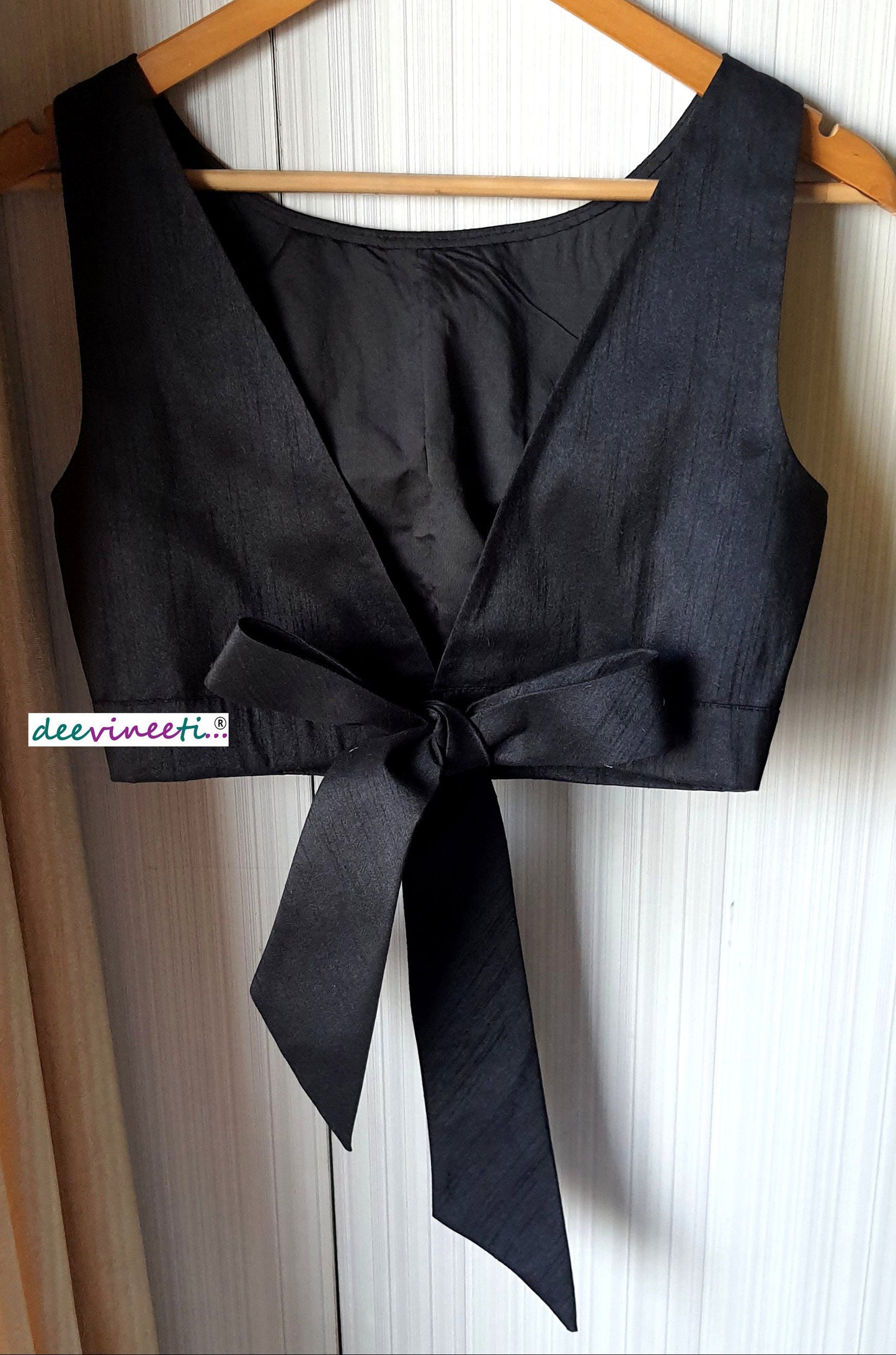 Raw Silk Boat Neck Solid Blouse DVBL_101