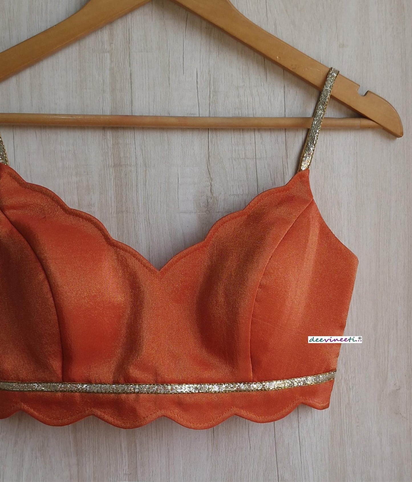 Orange Tissue Silk Spaghetti Blouse DVBL_379