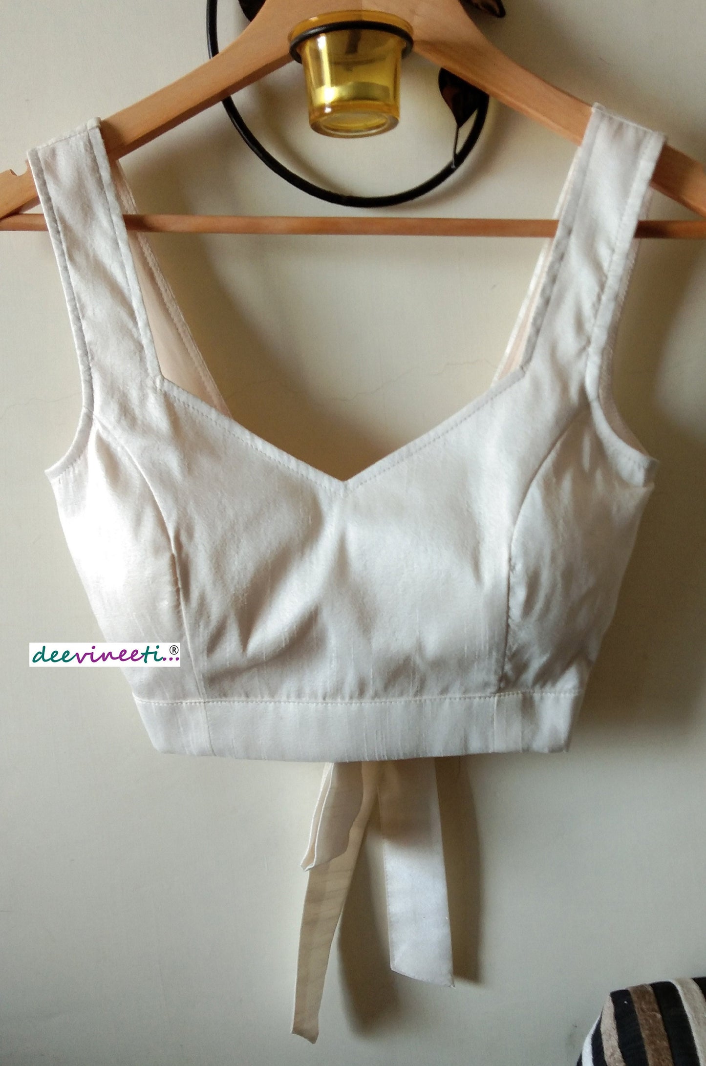 Raw Silk Semi Sweetheart Neck Solid Blouse DVBL_049