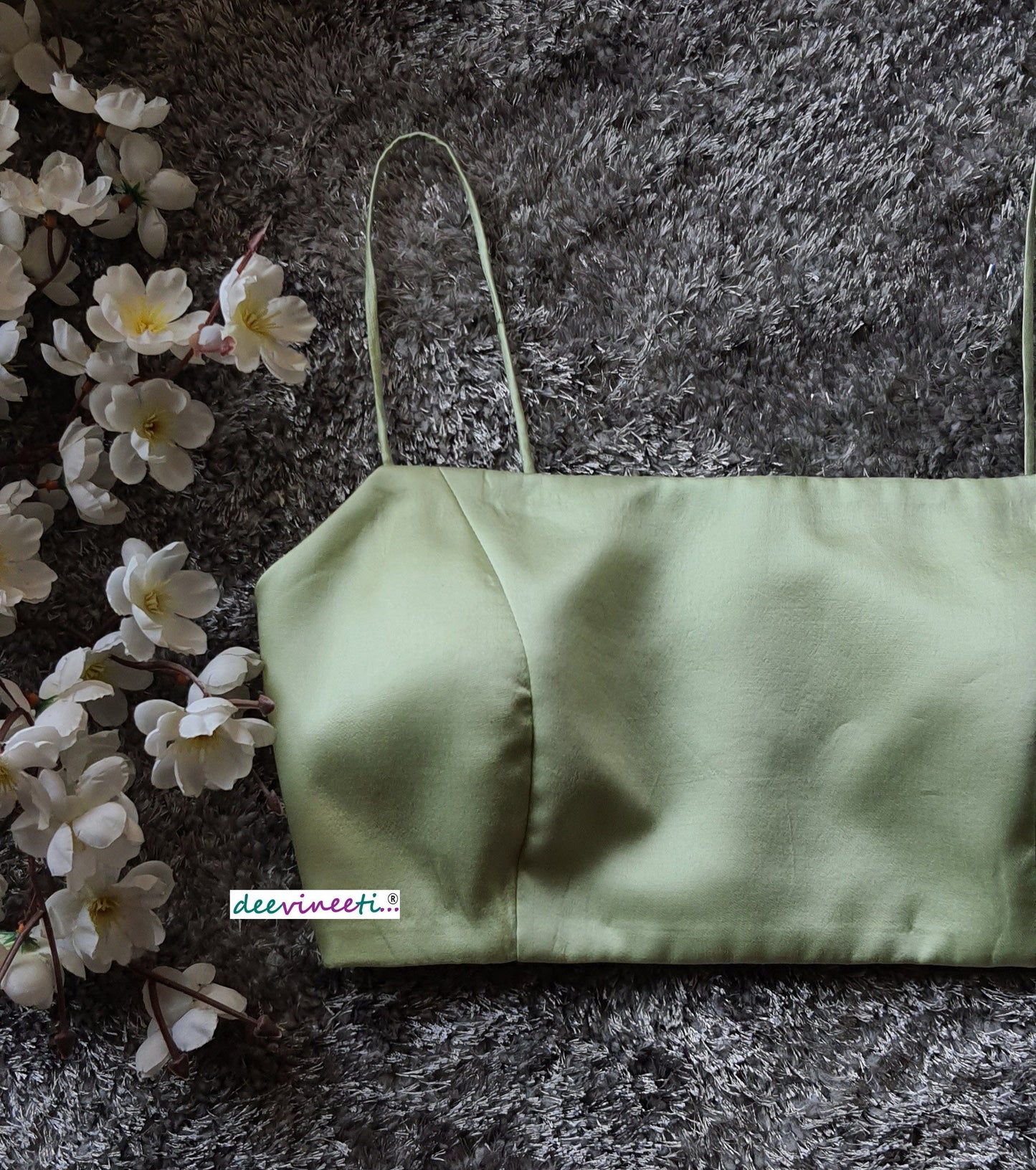Mint Green Modal Satin Spaghetti Blouse. DVBL_093