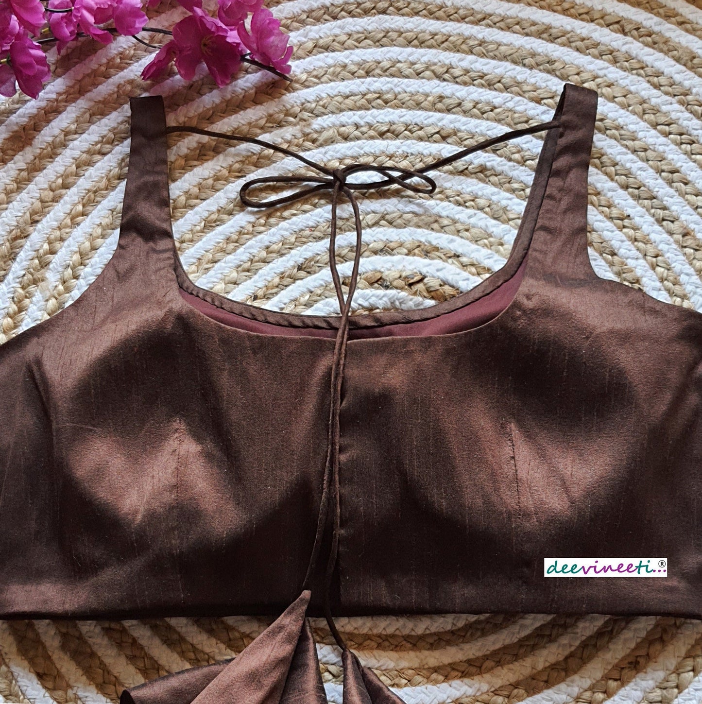 Raw Silk U Neck Solid Blouse DVBL_086