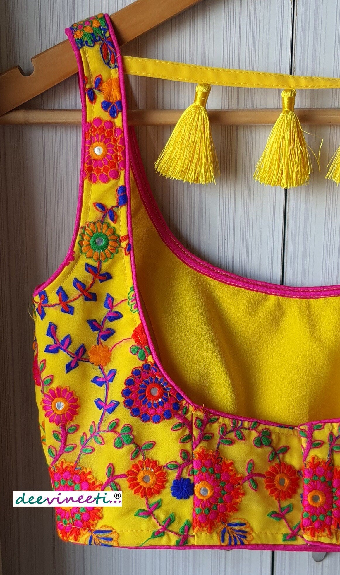 Thread Embroidered Yellow Georgette Blouse DVBL_066
