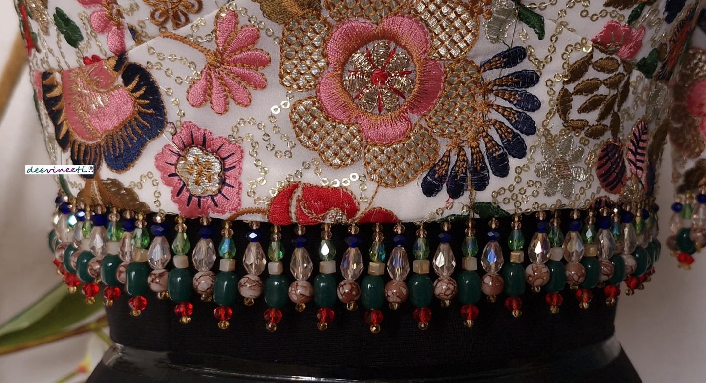 Embroidered Multicolor Sweetheart Neck DVBL_396