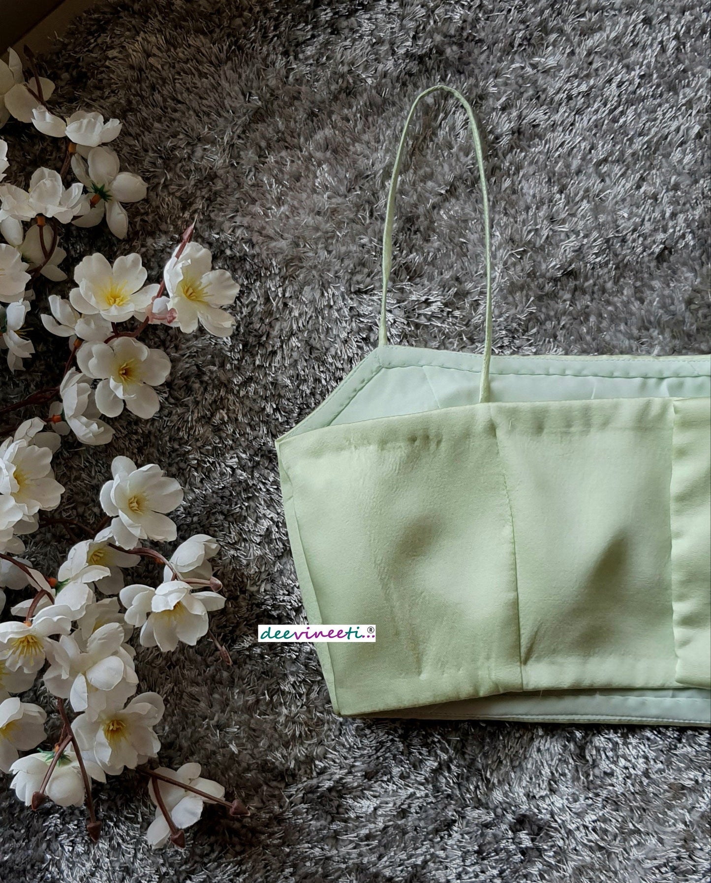 Mint Green Modal Satin Spaghetti Blouse. DVBL_093